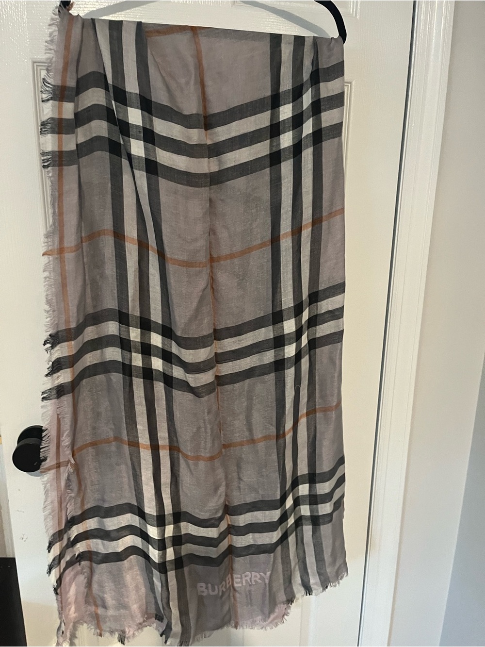 Authentic Burberry Light Pink and Black Check Draped Scarf - Picture 6 of 6